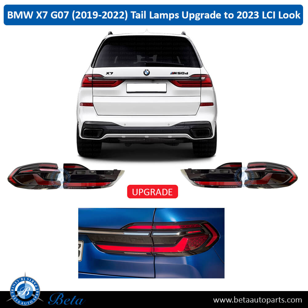 Tail Lamps Upgrade to 2023 LCI Look for BMW X7 2019-2022 models, Part Number 63215A164A7 / 63215A164A8 / 63215A164A1 / 63215A164A2 Car