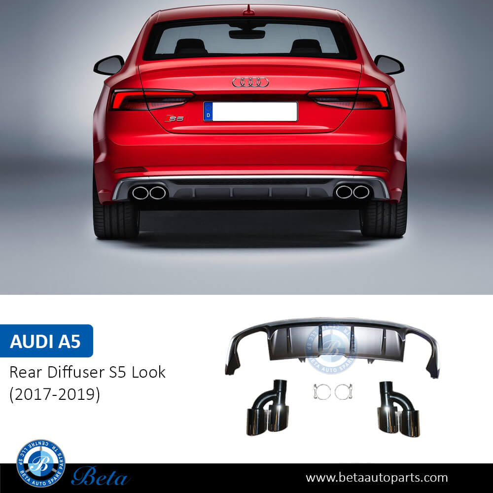 Rear Diffuser S5 Look For S-Line for Audi A5 2017-2019 models, Part Number 8W6807521D