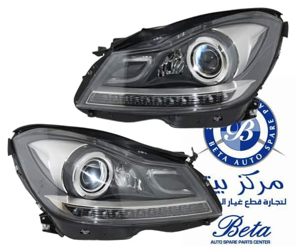 Smoke Black Projector Headlights For 2012-2014 Benz W204 C-Class – LED Sequential Turn Signals