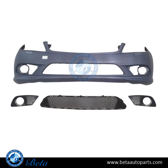 thumbnail image 2 of AMG Style Front Bumper Cover For 2012-2015 Mercedes Benz W204 C-Class (C250, C300, C350) | Unpainted Polypropylene W/ DRL & PDC Holes 2 of 6