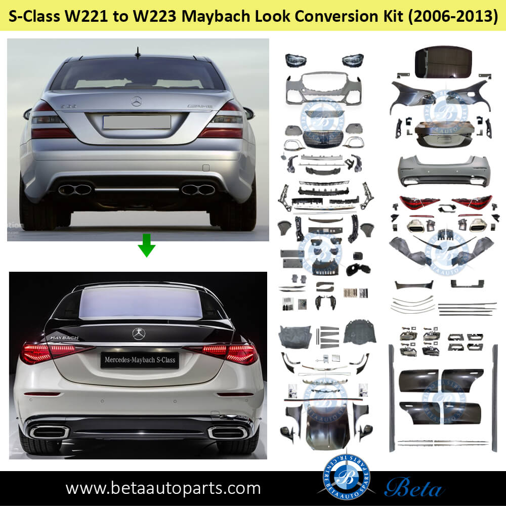Conversion Kit Upgrade to W223 MAYBACH Look for Mercedes S-Class W221 2006-2013 models Rear