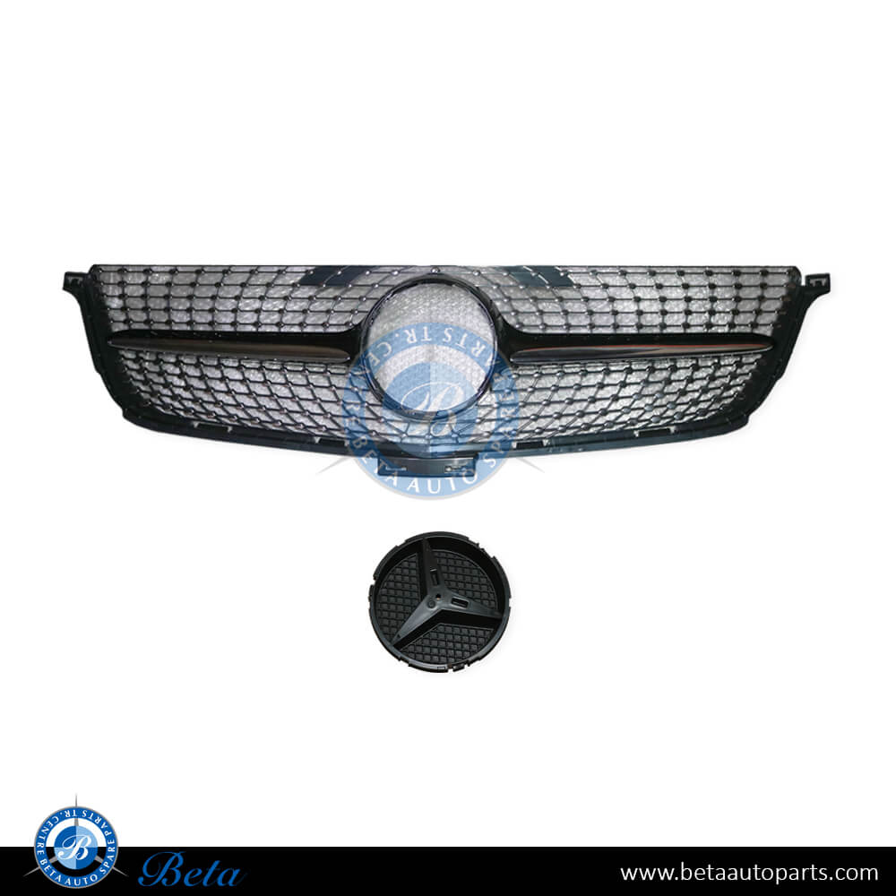 Radiator Grille Diamond Look (Black) for Mercedes ML-Class 2012-2014 models, Part Number 1668881A60