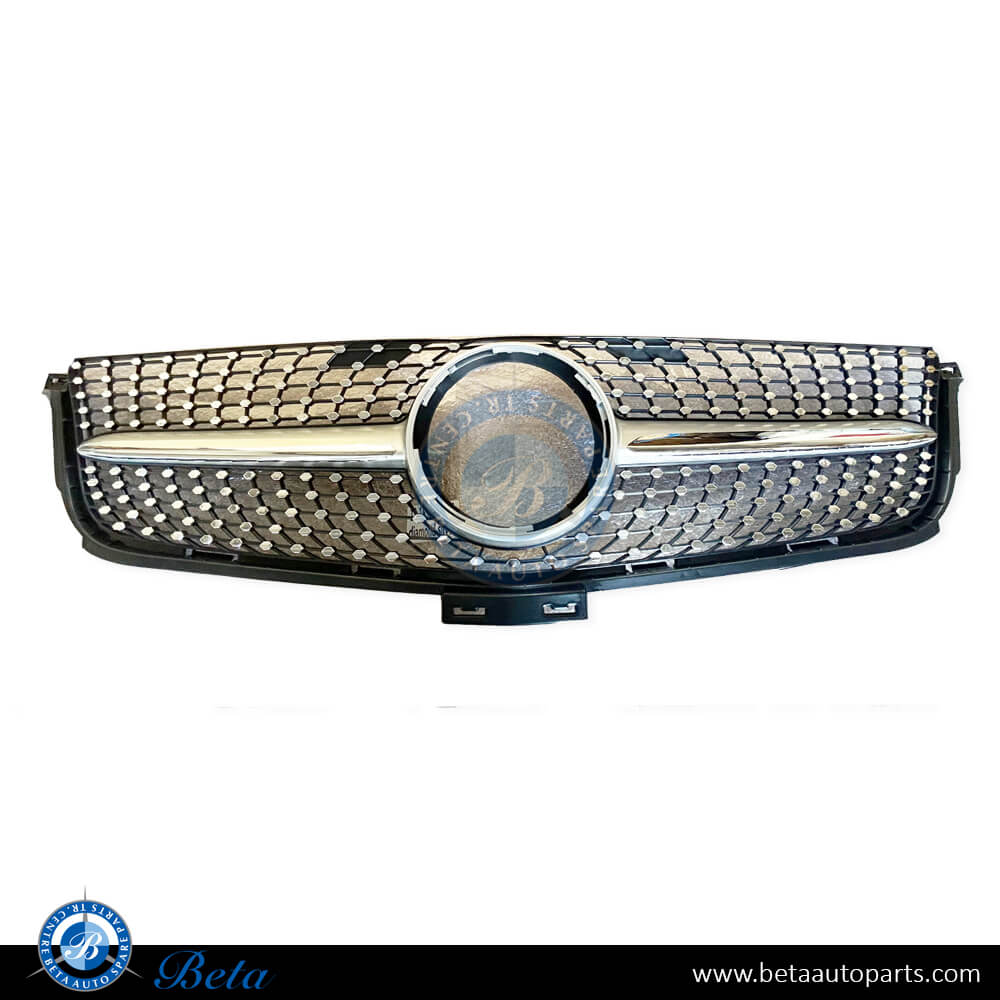 Radiator Grille Diamond Look Silver Color for Mercedes ML-Class W166 2012-2014 models, Part Number 1668881A60
