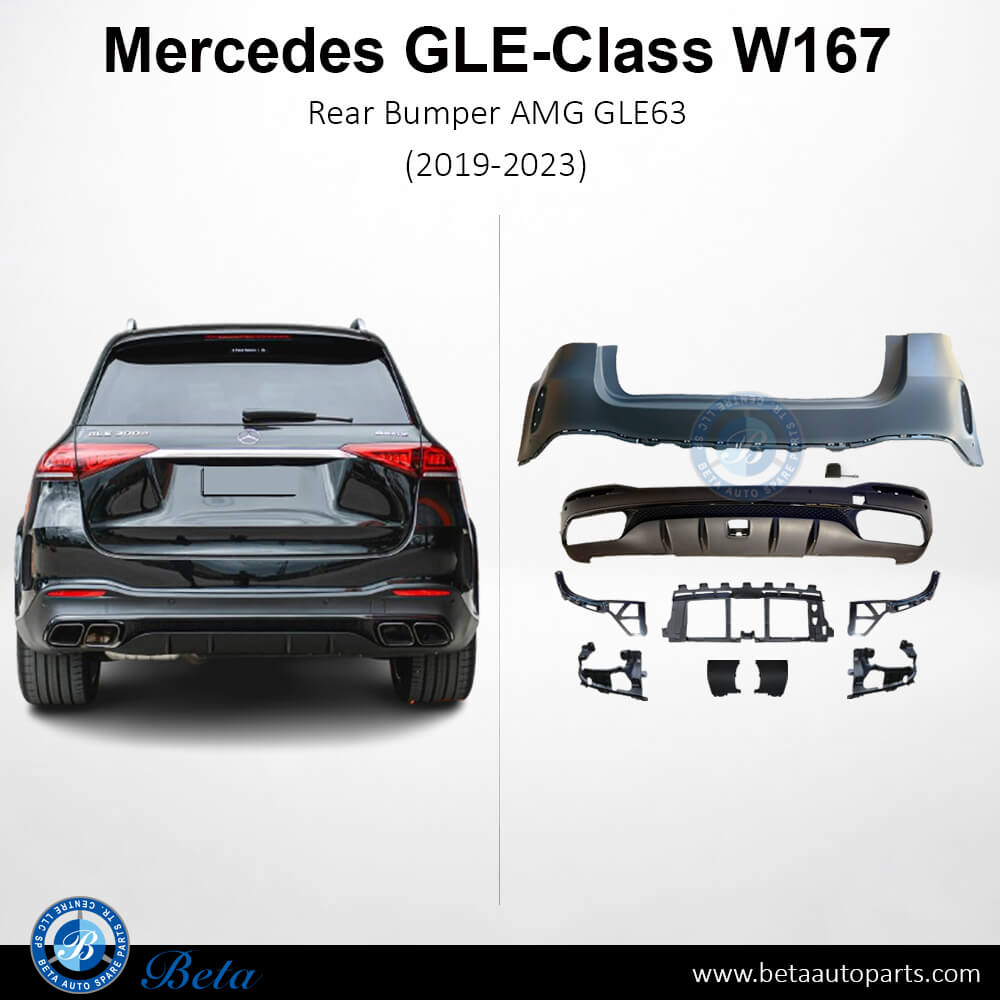 Rear Bumper AMG GLE63 with Park Assist for Mercedes GLE-Class 2019-2023 models, Part Number 1678851203