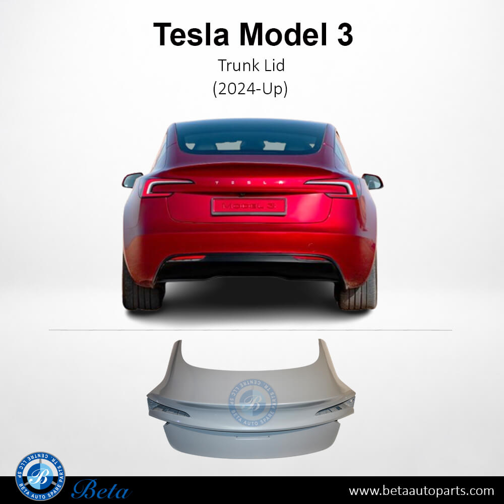 Trunk Lid (Steel) for Tesla Model 3 2024-Up models, Part Number 1714928E-C-B