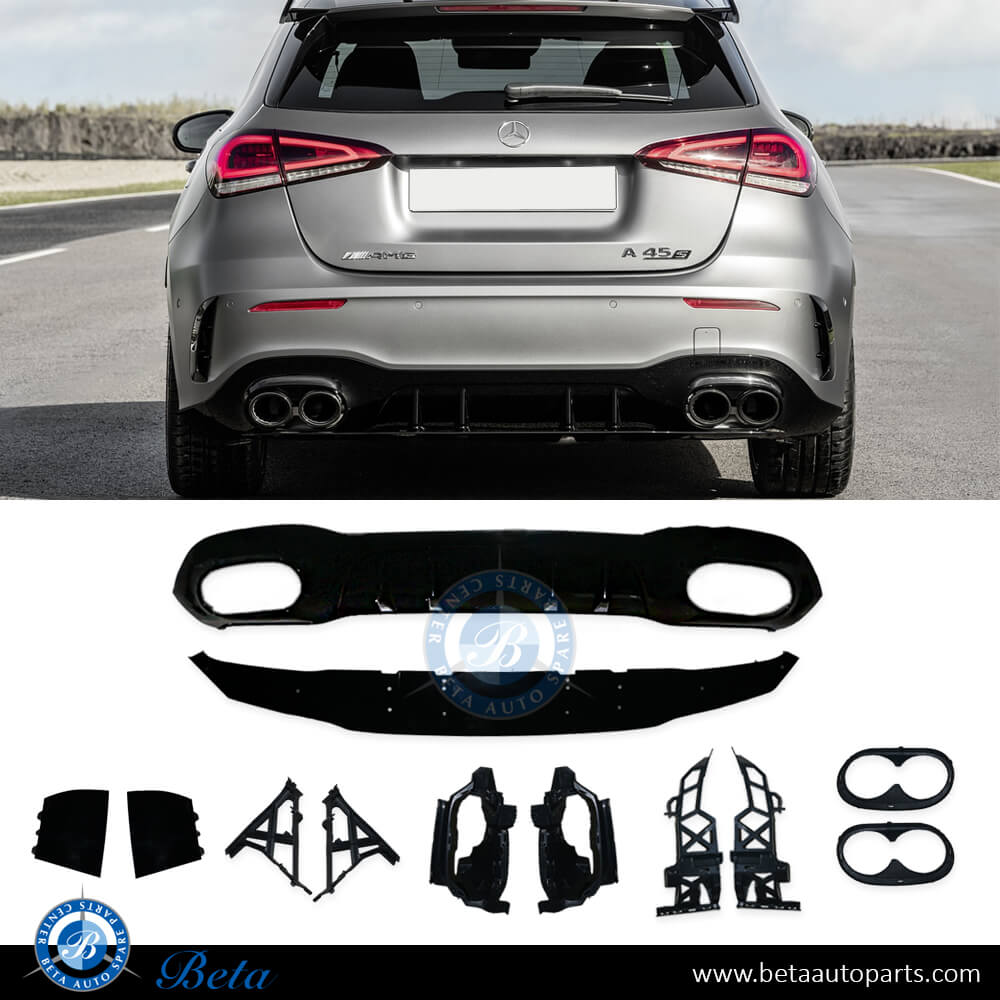 Rear Diffuser AMG A45 for Normal AMG Hatchback for Mercedes A-Class W177 2019-Up models, Part Number 1778856904