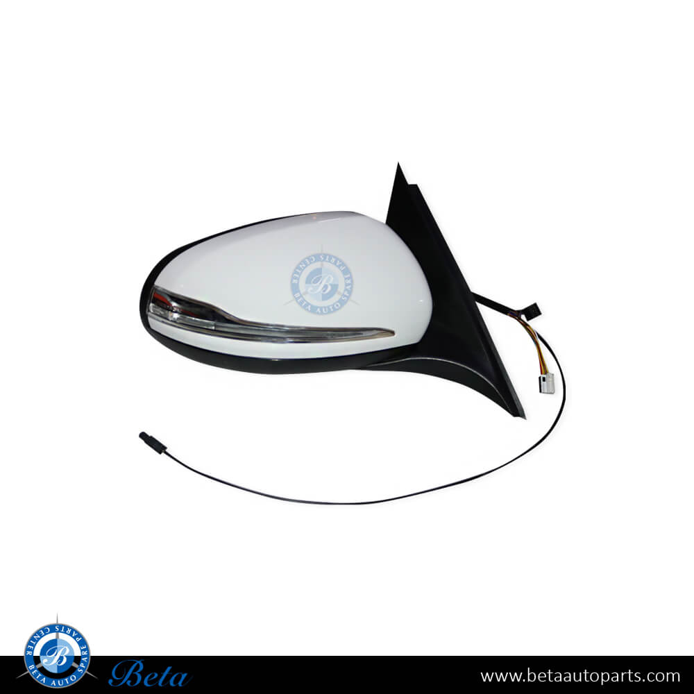 Right Side Side Mirror assembly with Folding with Blind Spot - White for Mercedes C-Class W205 2015-2021 models, Part Number 2058100200