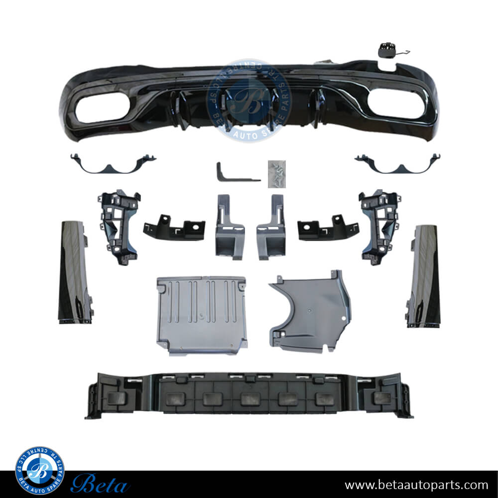 Rear Diffuser AMG C43 Look for Mercedes C-Class 2022-Up models, Part Number 2068854703