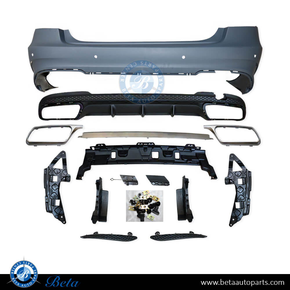 Rear bumper assembly with PDC E63 for Mercedes E-Class W212 2014-2016 models, Part Number 2128853538