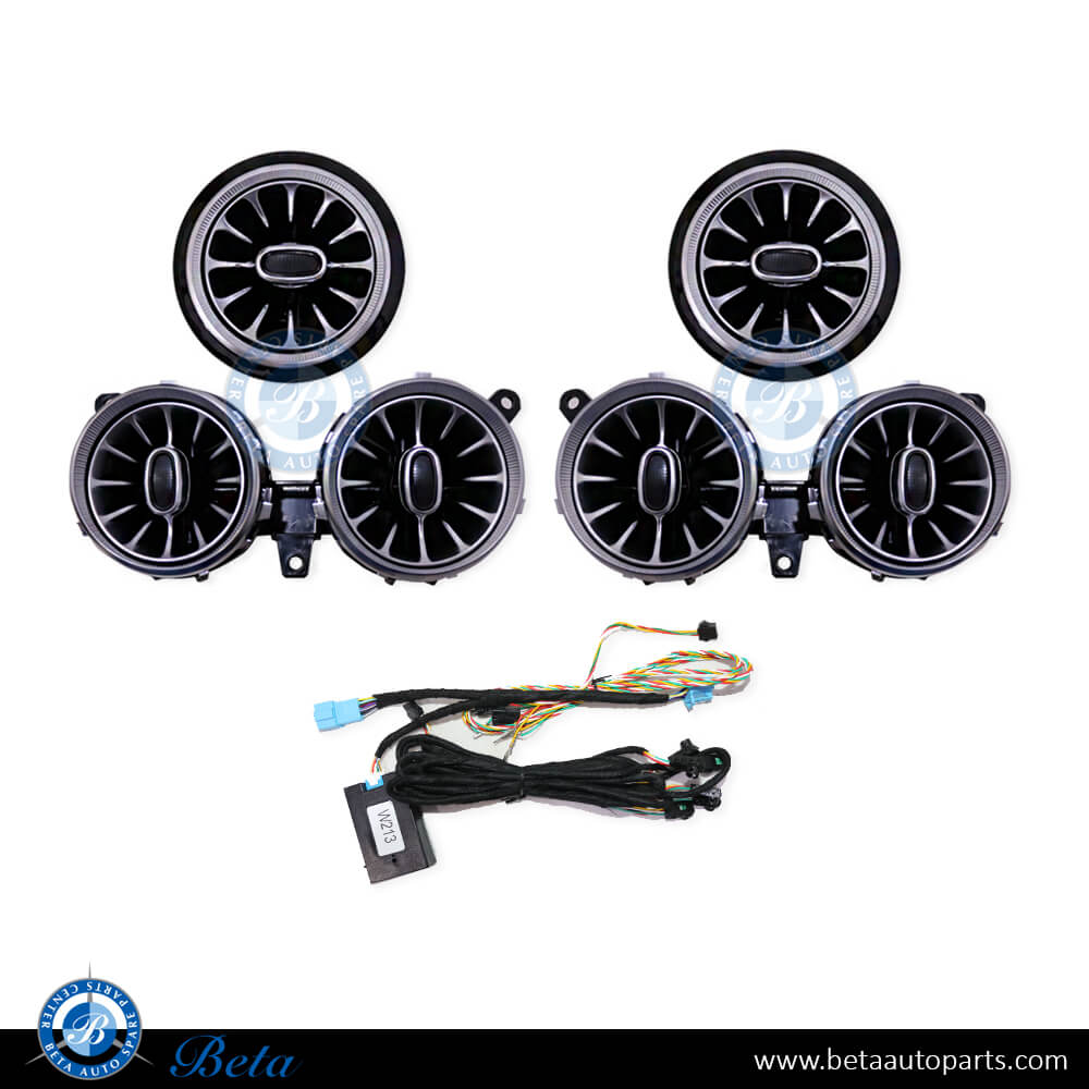 Front AC vent grille set 64 colors for Mercedes E-Class W213 2017-Up models, Part Number 2138307700/2138307800/2138308000