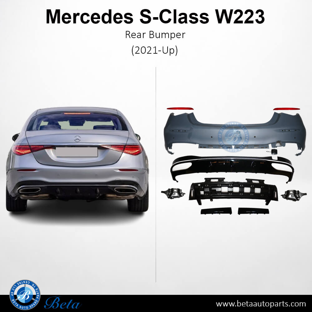 Rear Bumper Normal AMG for Mercedes S-Class 2021-Up models, Part Number 2238856501
