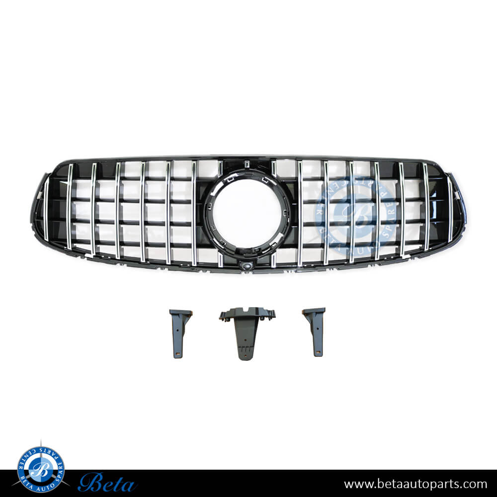 Grille GT Look Black and Chrome color for Mercedes GLC-Class W253 2020-Up models, Part Number 2538883A00