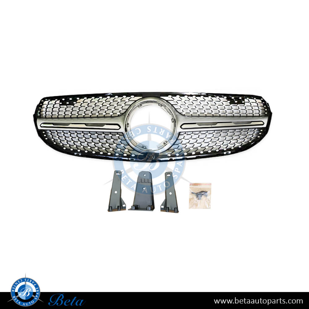 Radiator Grille Diamond Look for Standard Bumper Black and Chrome color for Mercedes GLC-Class W253 2020-Up models, Part Number 2538884A60