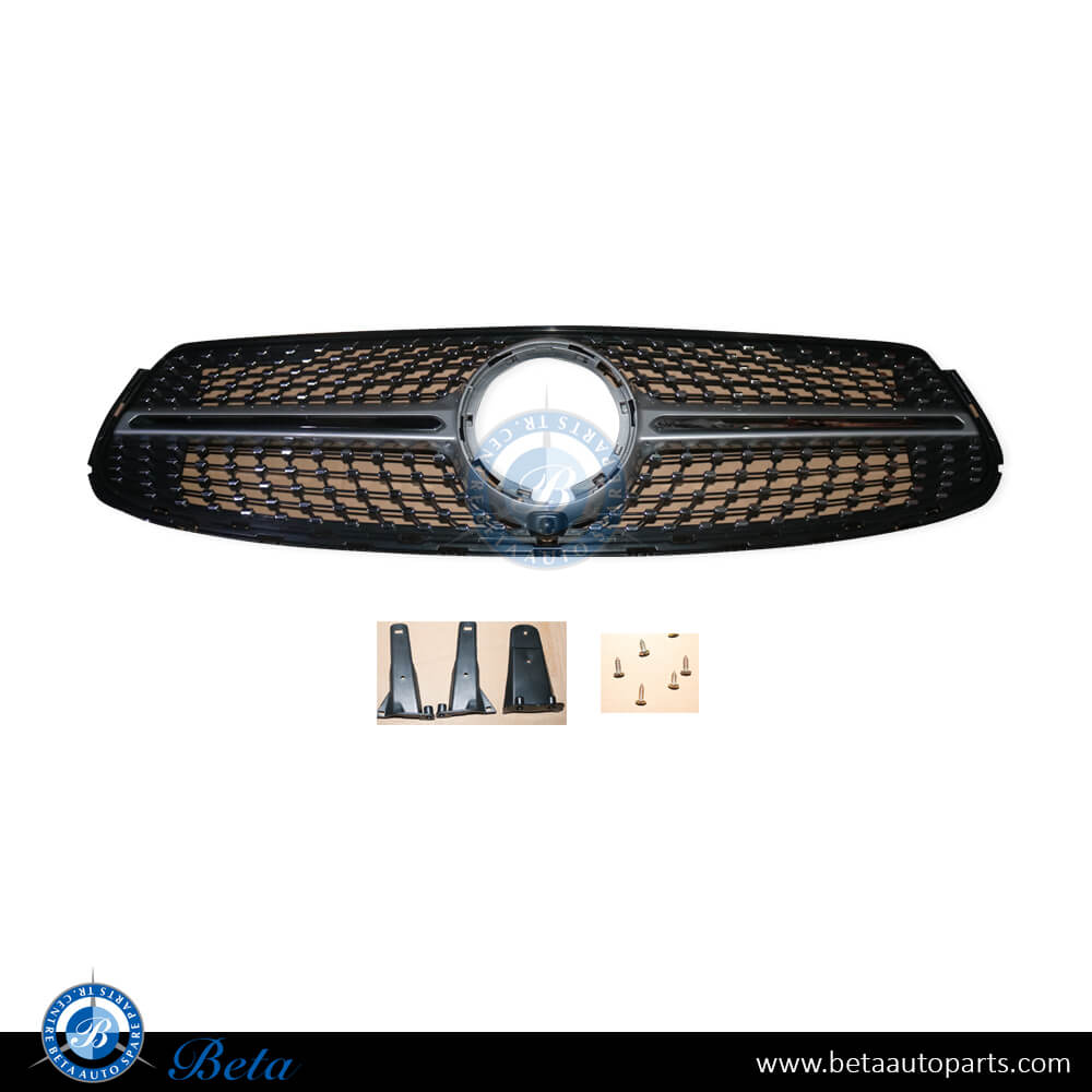 Radiator Grille AMG Diamond Look Silver Color for Mercedes GLC-Class W253/C253 2020-2022 models, Part Number 2538888300