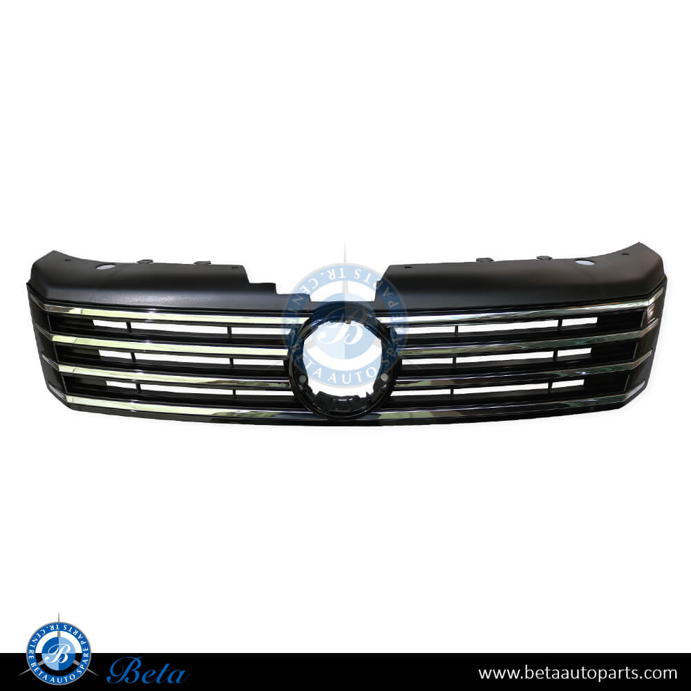 Radiator Grille with Chrome Moulding - Black for Volkswagen Passat 2011-2014 models, Part Number 3AA8536510QE