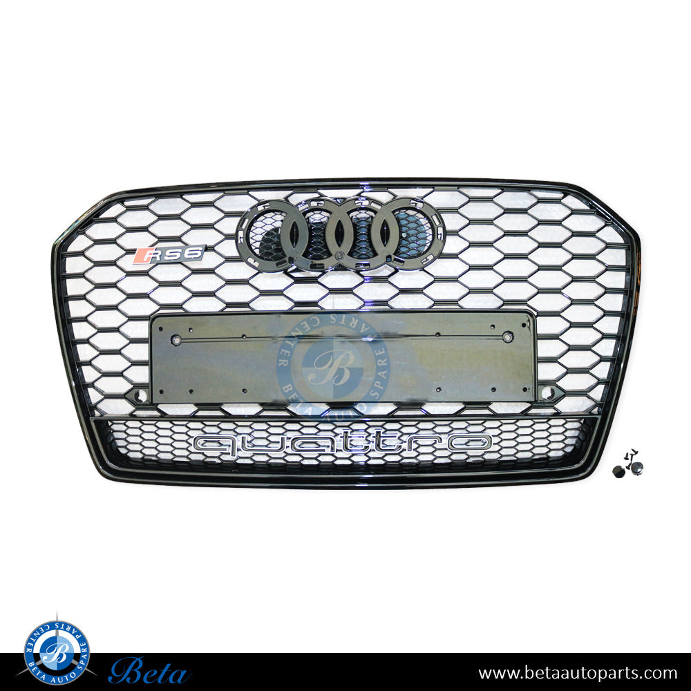 Grille RS6 Look All Black for Audi A6 2015-2018 models, Part Number 4G0853651BD