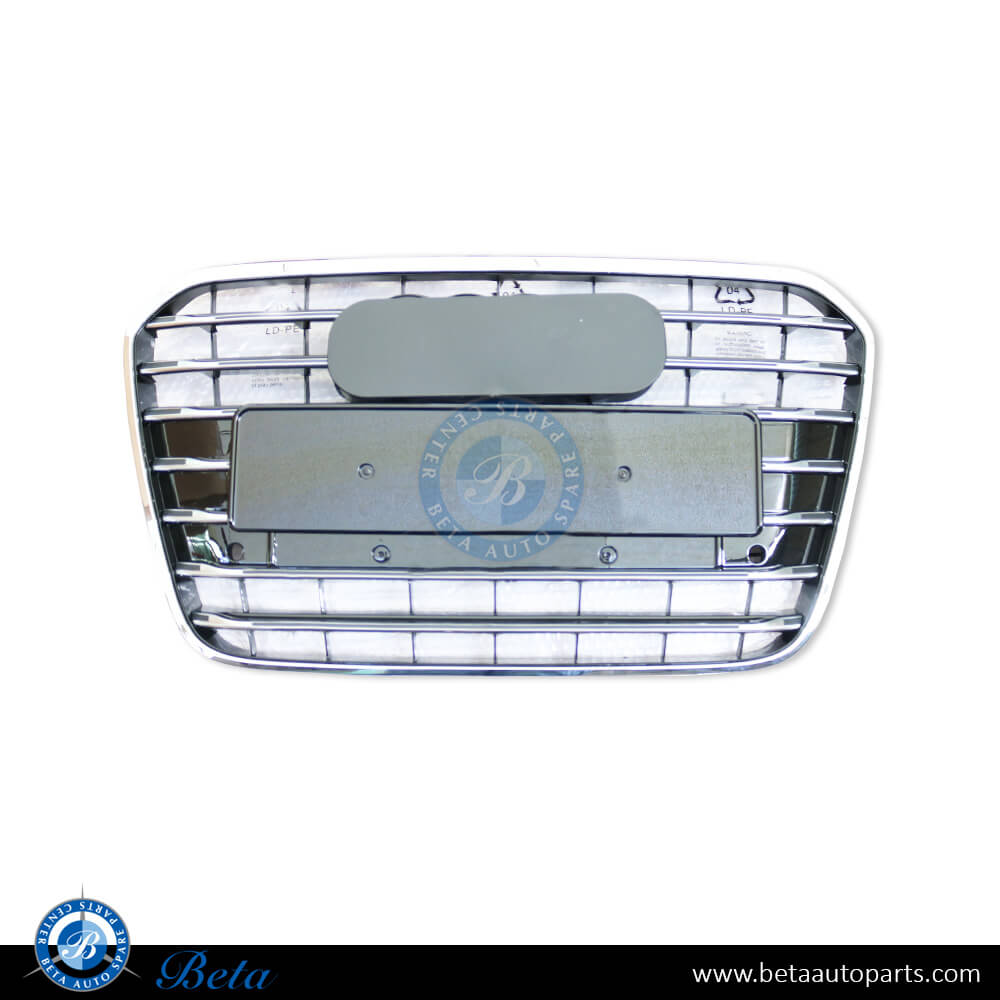 Grille S6 Look Black and Chrome color for Audi A6 2011-2014 models, Part Number 4G0853651BK