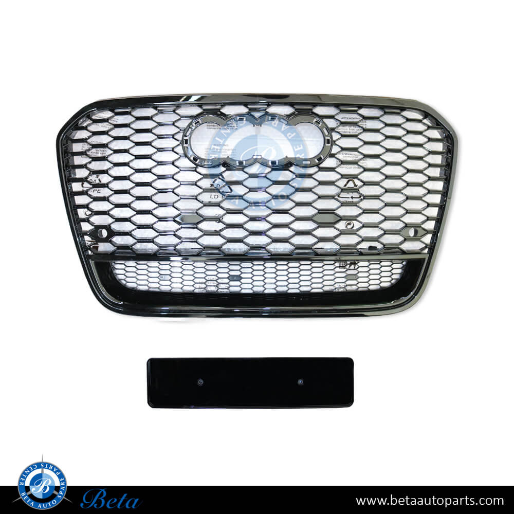 Grille RS6 Look All Black for Audi A6 2011-2014 models, Part Number 4G0853651H