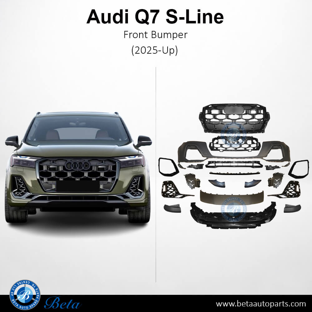 Front Bumper with PDC with Park Assist, Washer and Radiator Grille for Audi Q7 S-Line 2025-Up models, Part Number 4M0807065AL