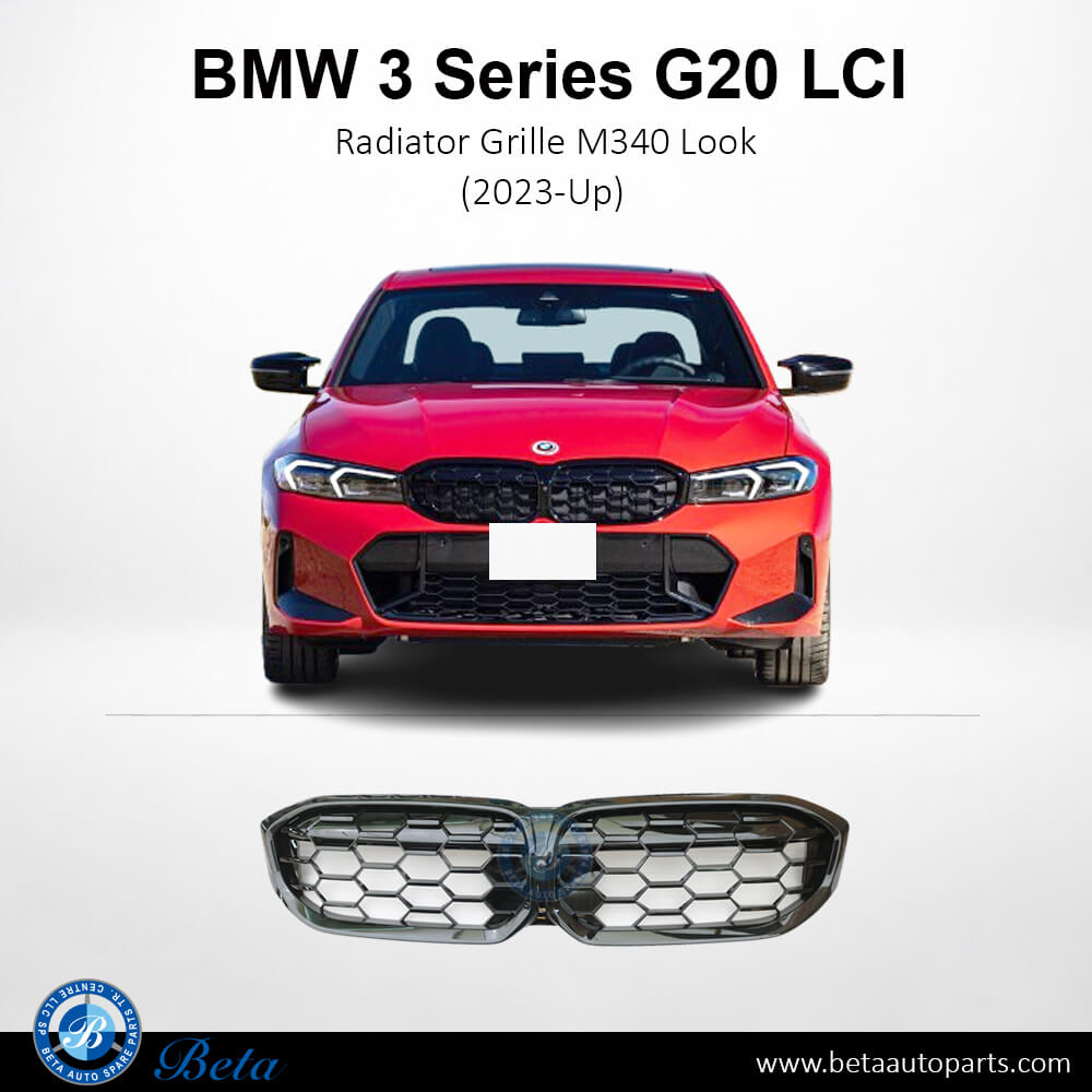 BMW 3 Series G20 LCI (2023-Up), Radiator Grille M340 Look with Camera Hole (All Black), China, 51115A1BFB2