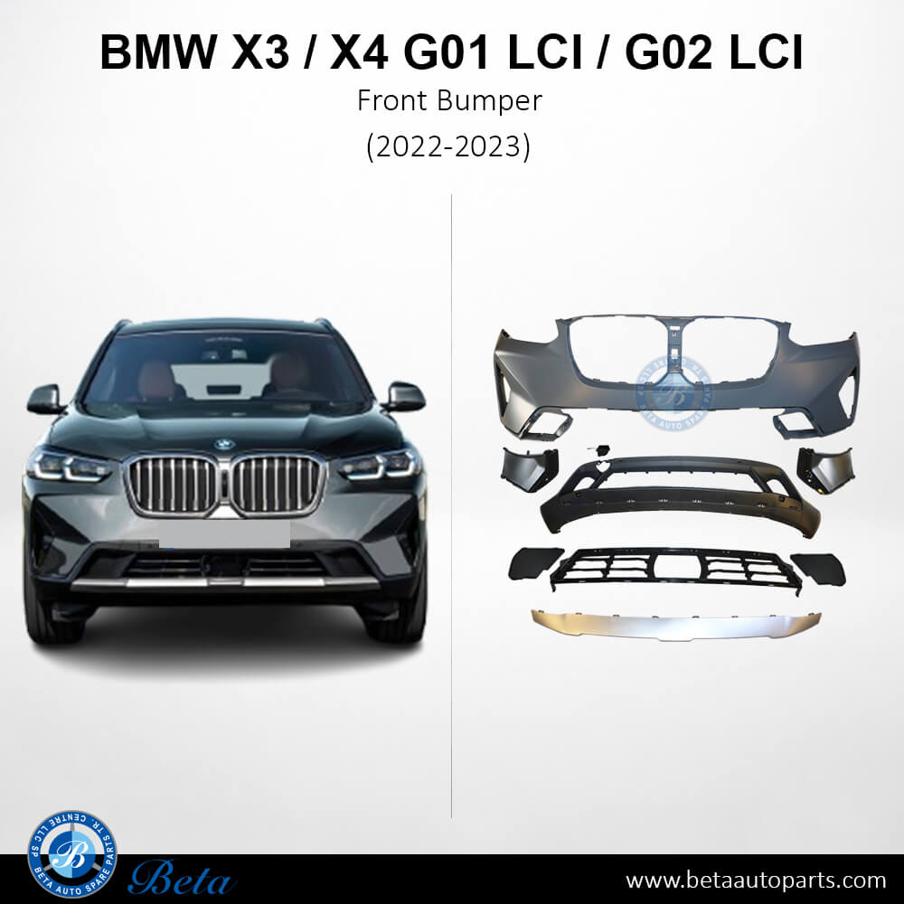 BMW X3 / X4 G01 LCI / G02 LCI (2022-2023), Front Bumper with PDC and Park Assist, China, 51115A40FA5