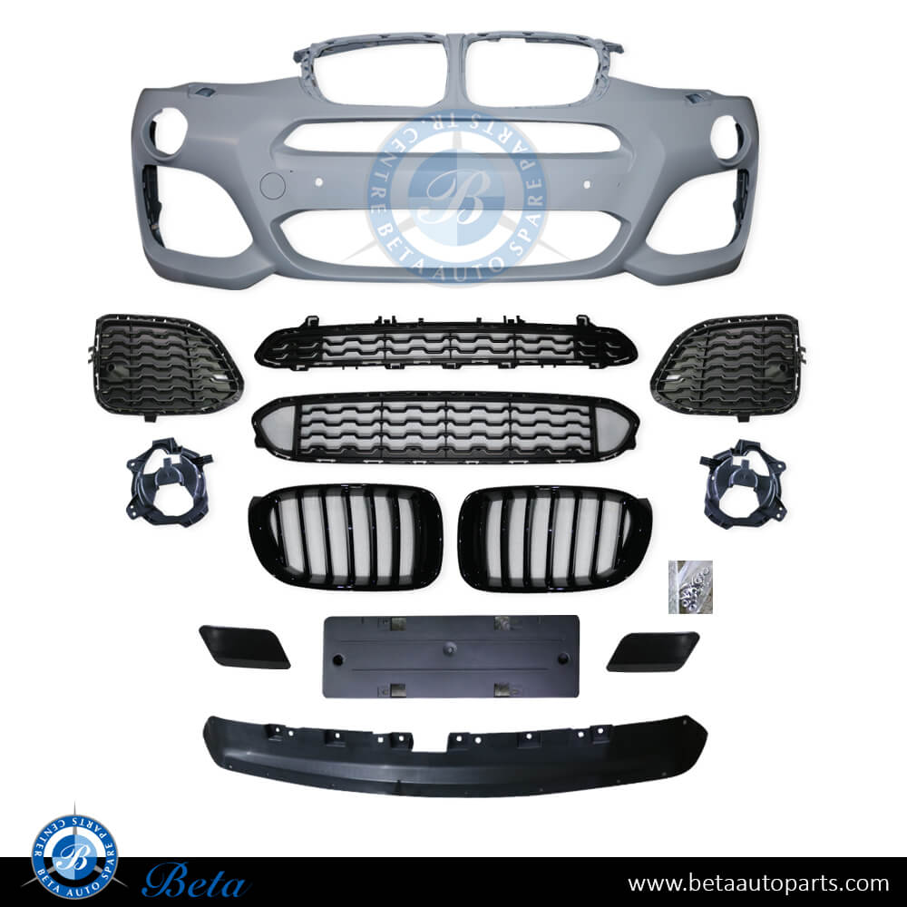 Front Bumper M-Tek with Radiator Grille for BMW X3/X4 F25 LCI/F26 2014-2018 models, Part Number 51118064119