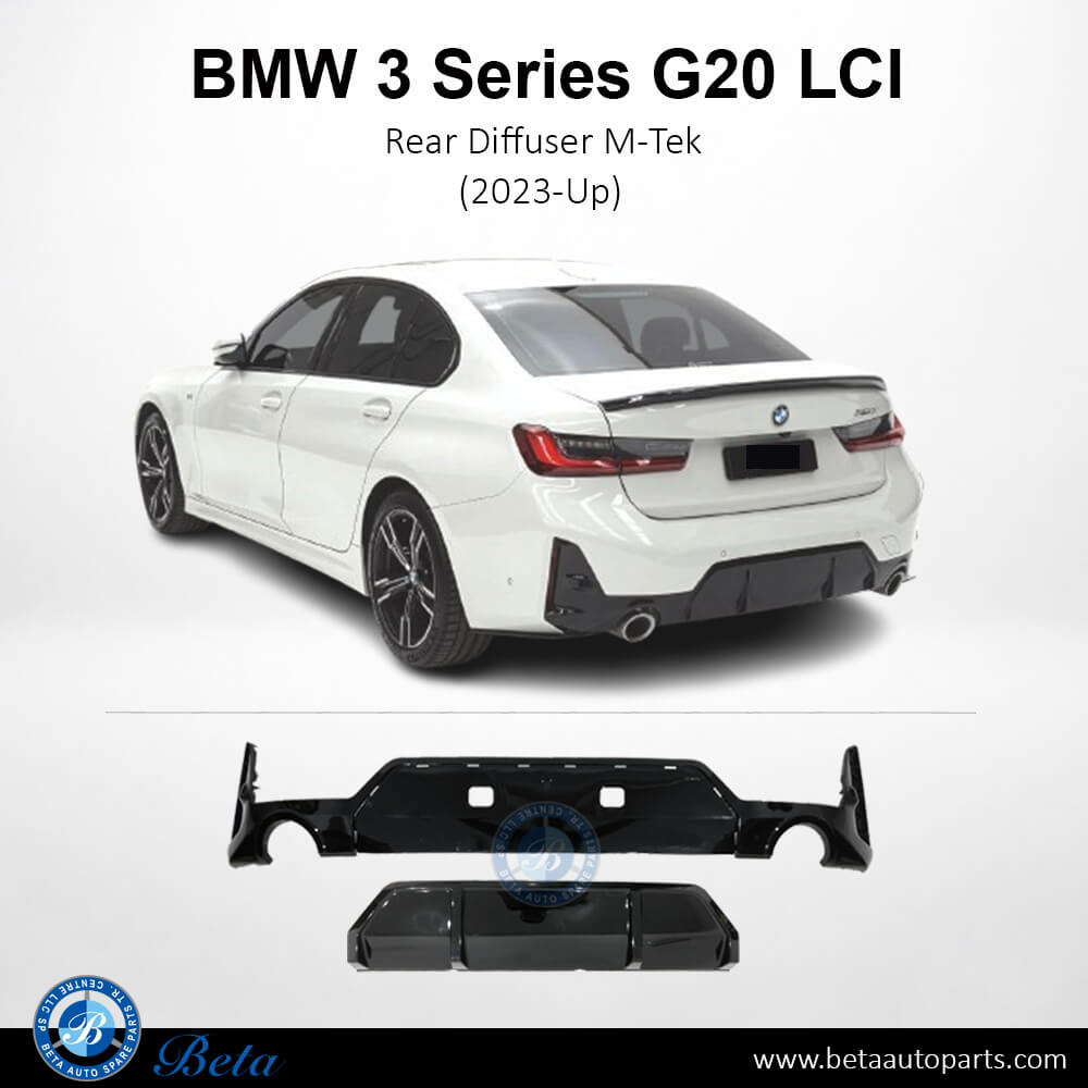 BMW 3 Series G20 LCI (2023-Up), Rear Diffuser M-Tek (Gloss Black), China, 51125A63971