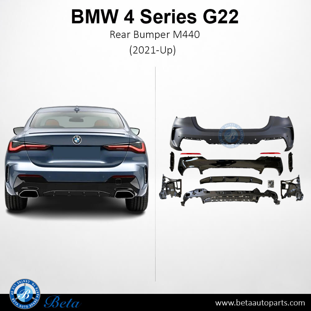 BMW 4 Series G22 (2021-Up), Rear Bumper M440 with PDC / Park Assist, Taiwan, 51129850252