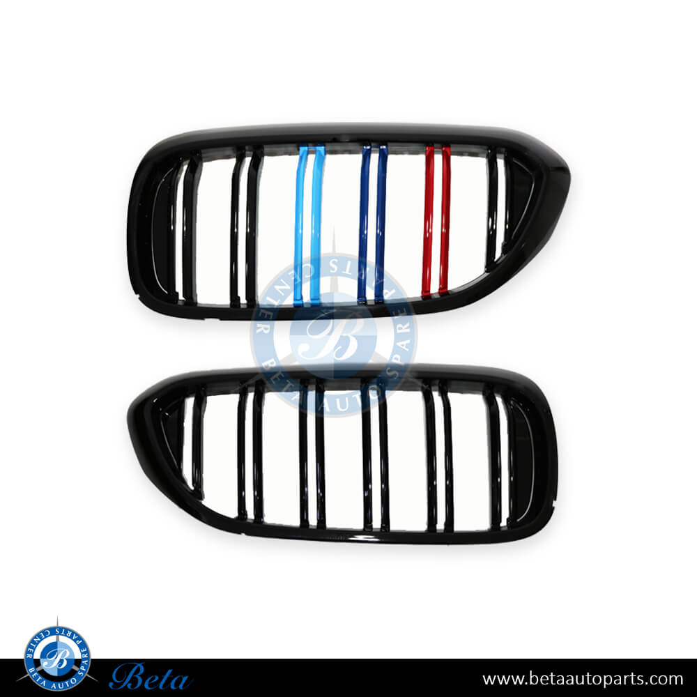 Grille 3 Color Gloss Black color for BMW 5 Series G30 2017-2020 models, Part Number 51138070469 / 51138070470
