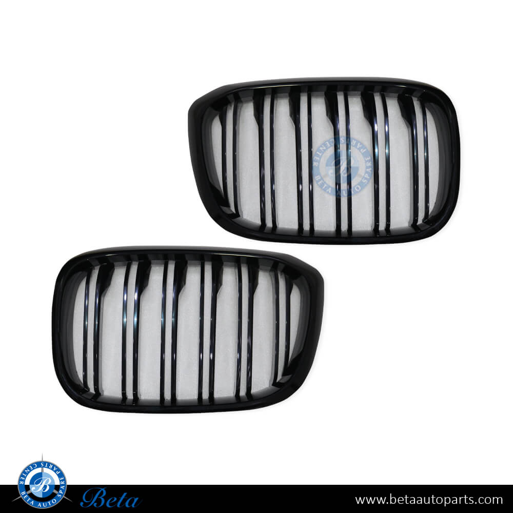 Radiator Grille M Look 2 Lines Gloss Black color for BMW X3 / X4 G01 / G02 2018-2021 models, Part Number 51138469959 / 51137397960