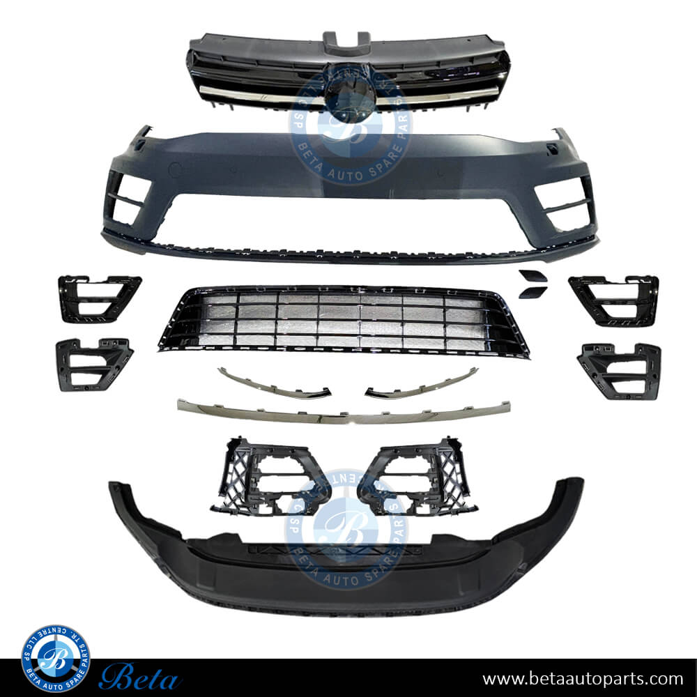Front Bumper with Radiator Grille for Volkswagen Golf 7 R 2013-2016 models, Part Number 5G0807217R