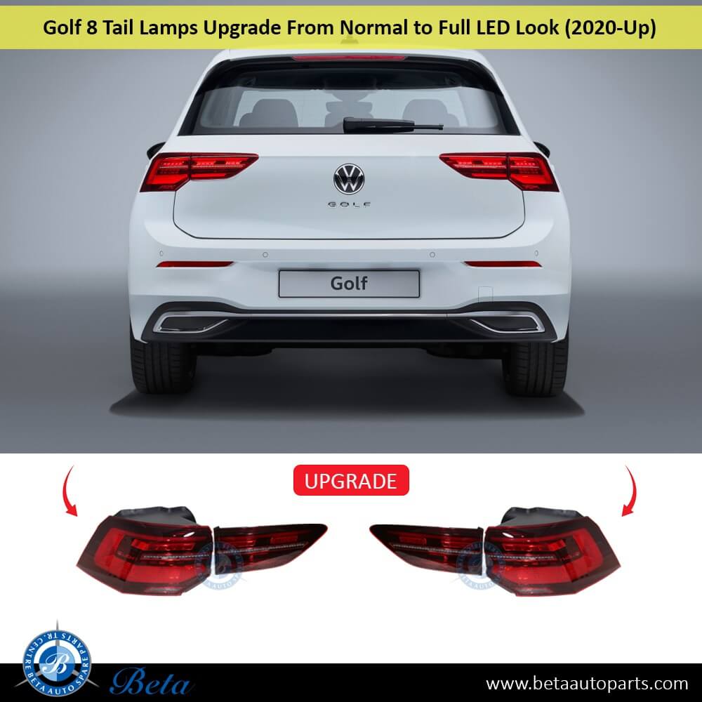 Tail Lamps Upgrade to Full Led Look for Volkswagen Golf 8 2020-Up models, Part Number 5H0945207A / 5H0945208A