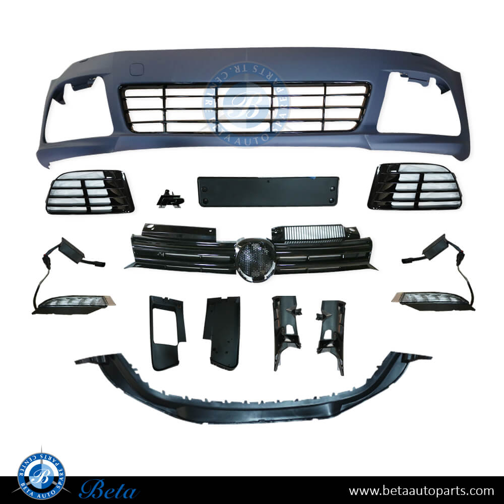 Front Bumper assembly with Radiator Grille for Volkswagen Golf 6 R 2008-2012 models, Part Number 5K0807221R