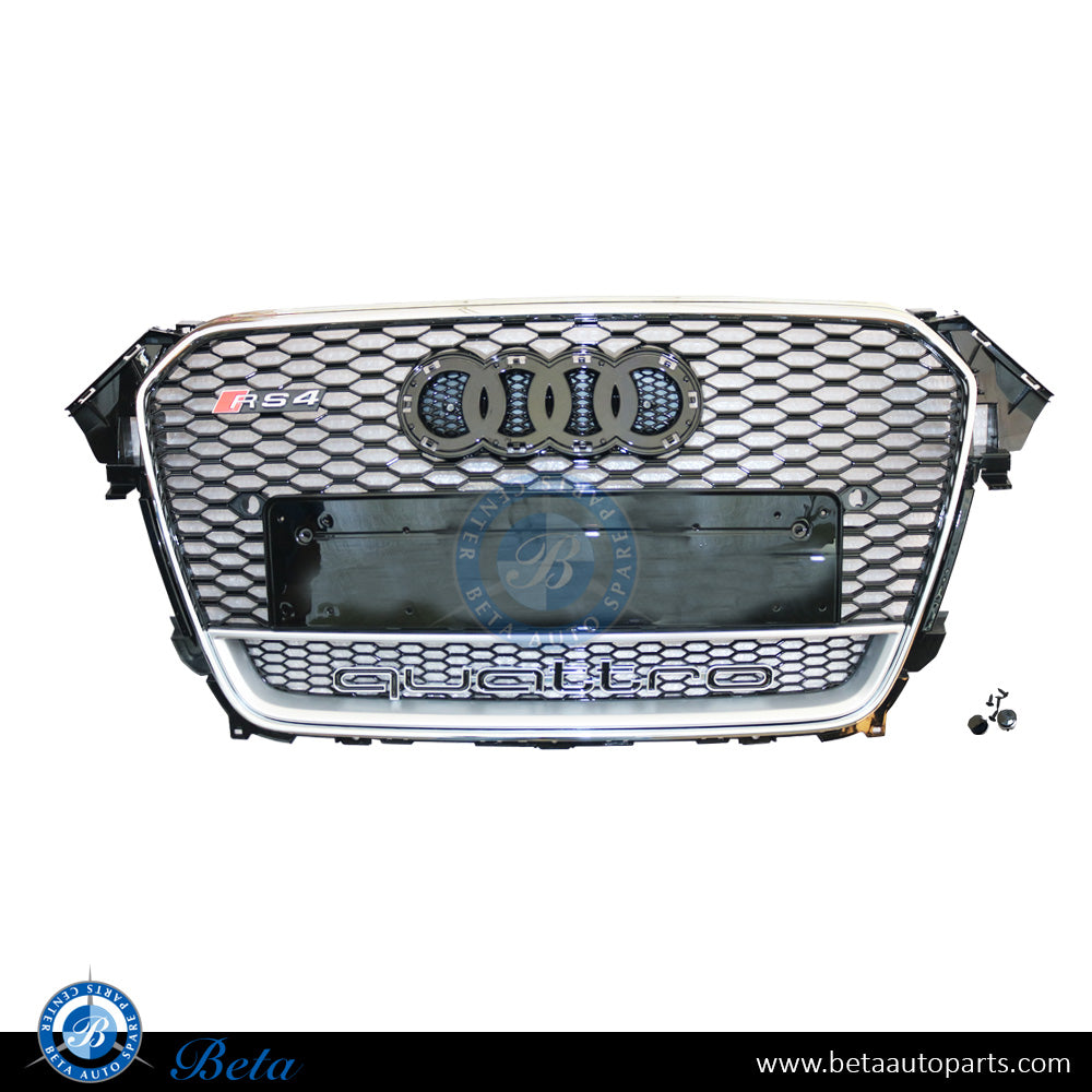 Grille RS4 Look Black and Chrome color for Audi A4 2012-2015 models, Part Number 8K0853651R