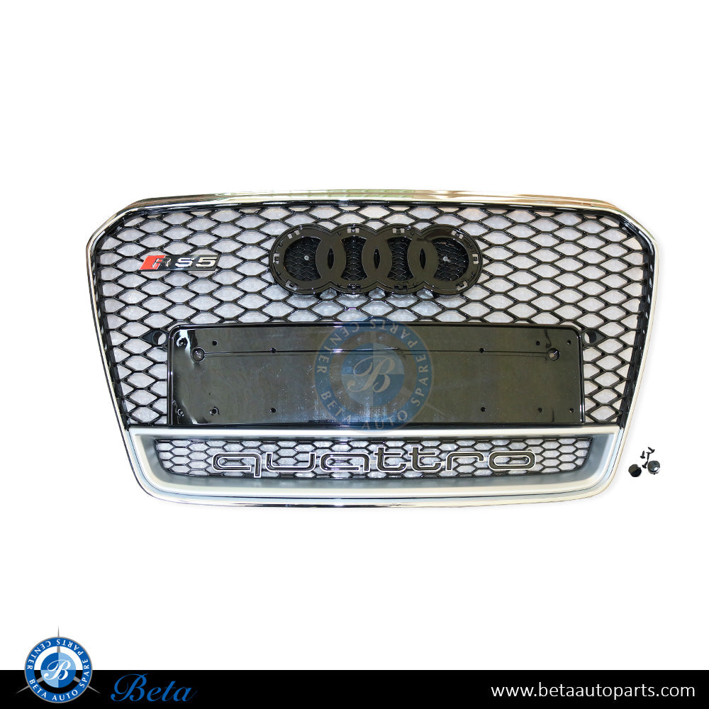 Grille RS5 Look Black and Chrome color for Audi A5 2012-2016 models, Part Number 8T0853651D