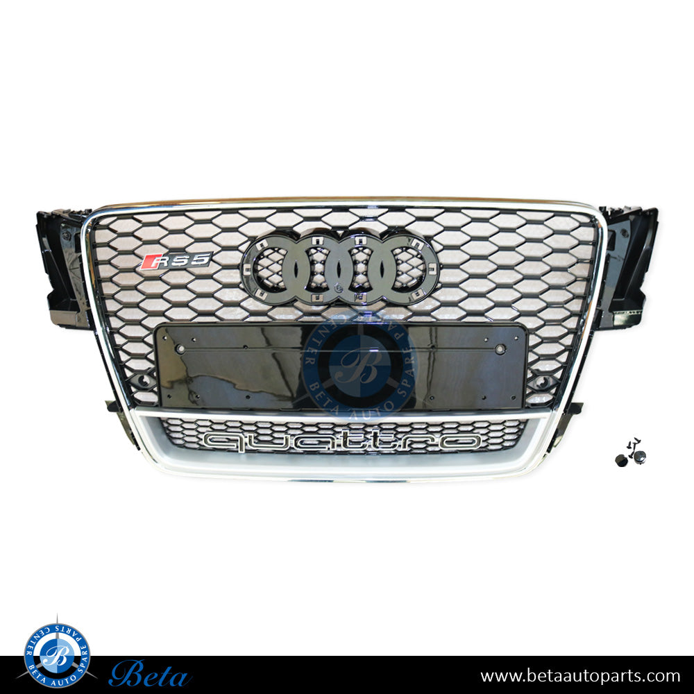 Grille RS5 Look Black and Chrome color for Audi A5 2008-2011 models, Part Number 8T0853651E