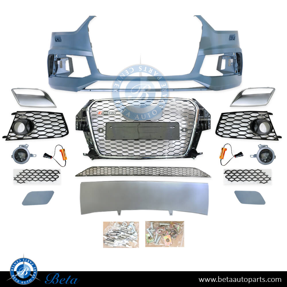 Front bumper assembly RSQ3 look with radiator grille for Audi Q3 2012-2014 models, Part Number 8U0807065H