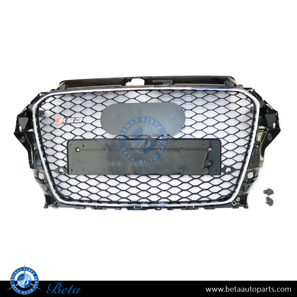 Grille RS3 Look Black and Chrome color for Audi A3 2013-2016 models, Part Number 8V4853651F