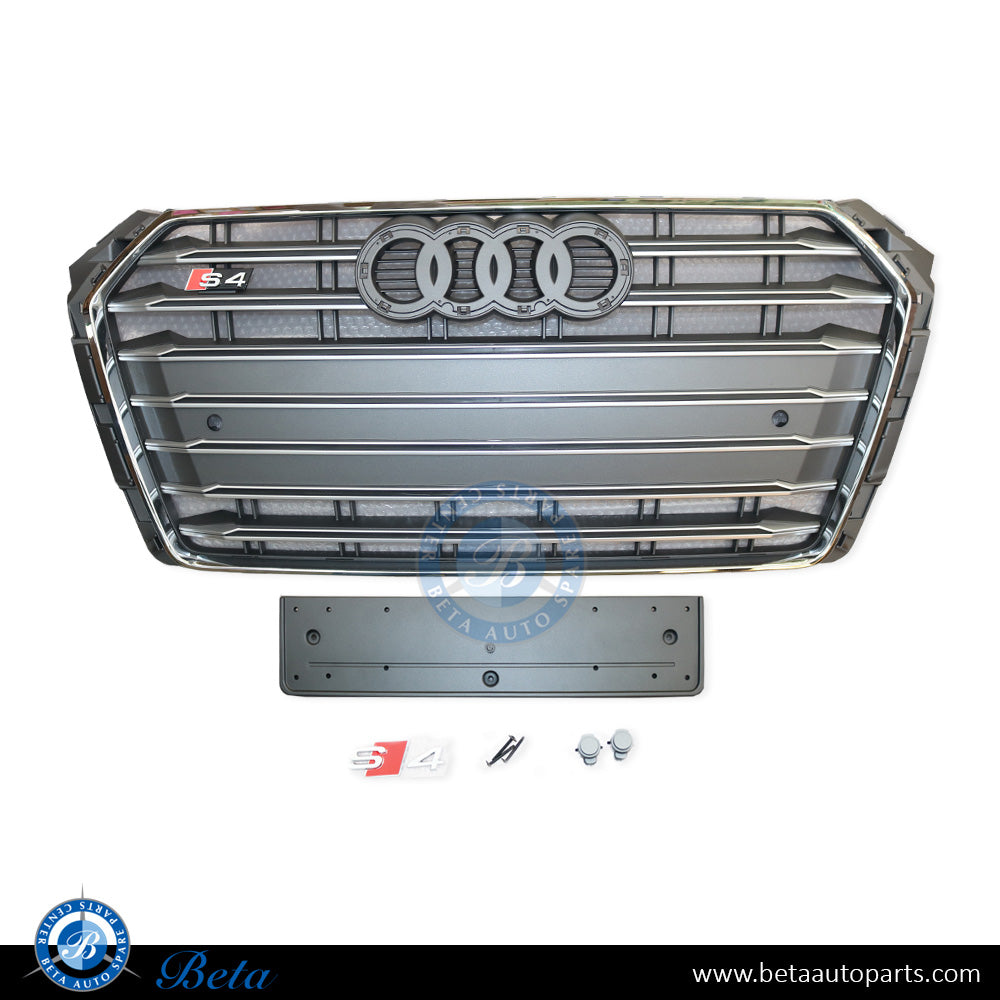 Grille with PDC Gray color for Audi A4 S-LINE 2016-2019 models, Part Number 8W0853651