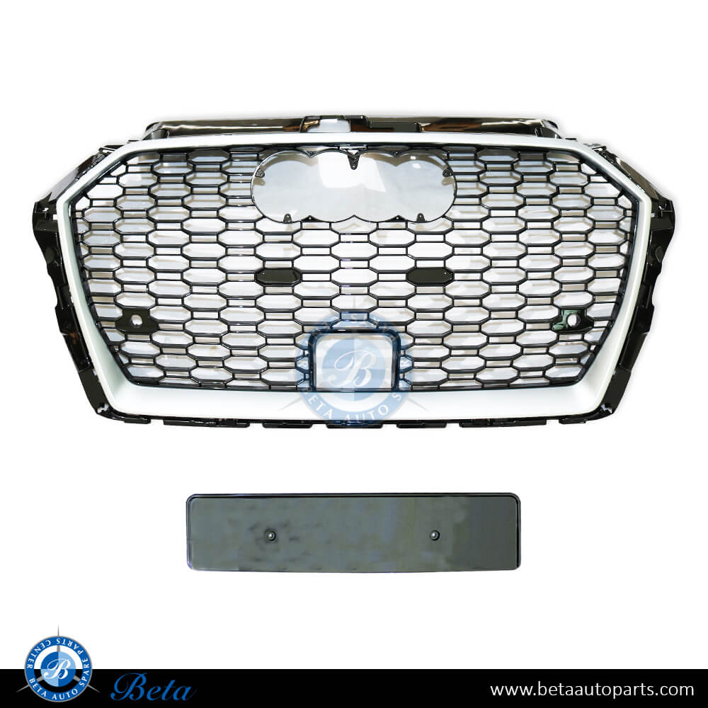 Grille with ACC RS3 Look Black and Chrome color for Audi A3 2017-2019 models, Part Number 8V5853651S
