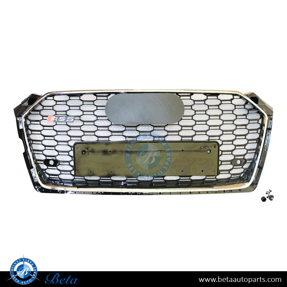 Grille RS5 Look Black and Chrome color for Audi A5 2017-Up models, Part Number 8W6853651AK