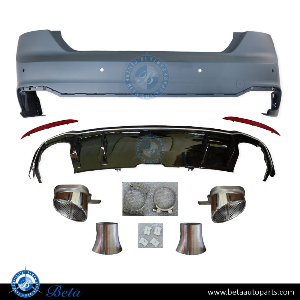 Rear Bumper with Exhaust tips RS5 look for Audi A5 2017-Up models, Part Number 8W6807067AD