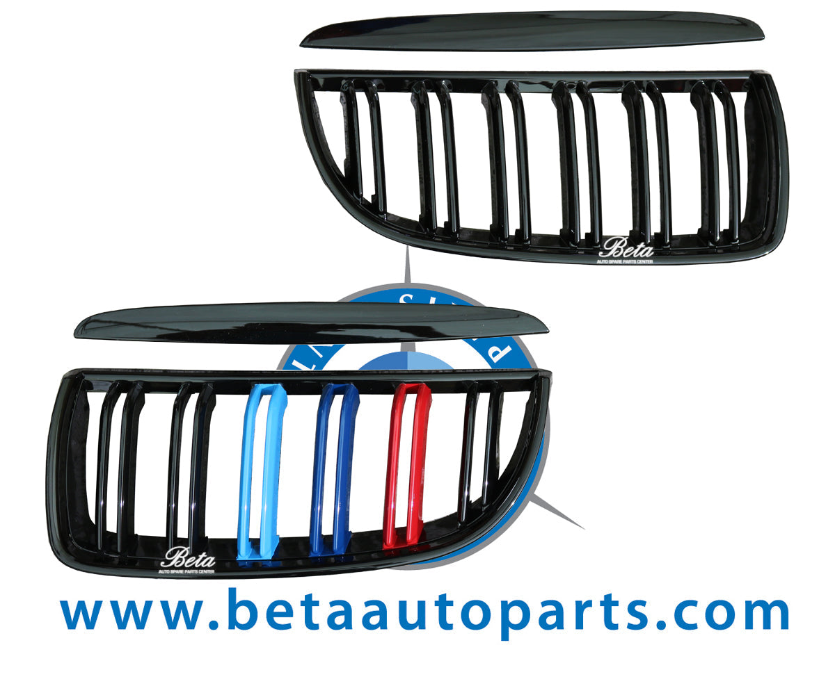 Radiator Grille 3 Color Look -Gloss Black for BMW 3 Series E90 2005-2008 models, Part Number 51137120009 / 51137120010