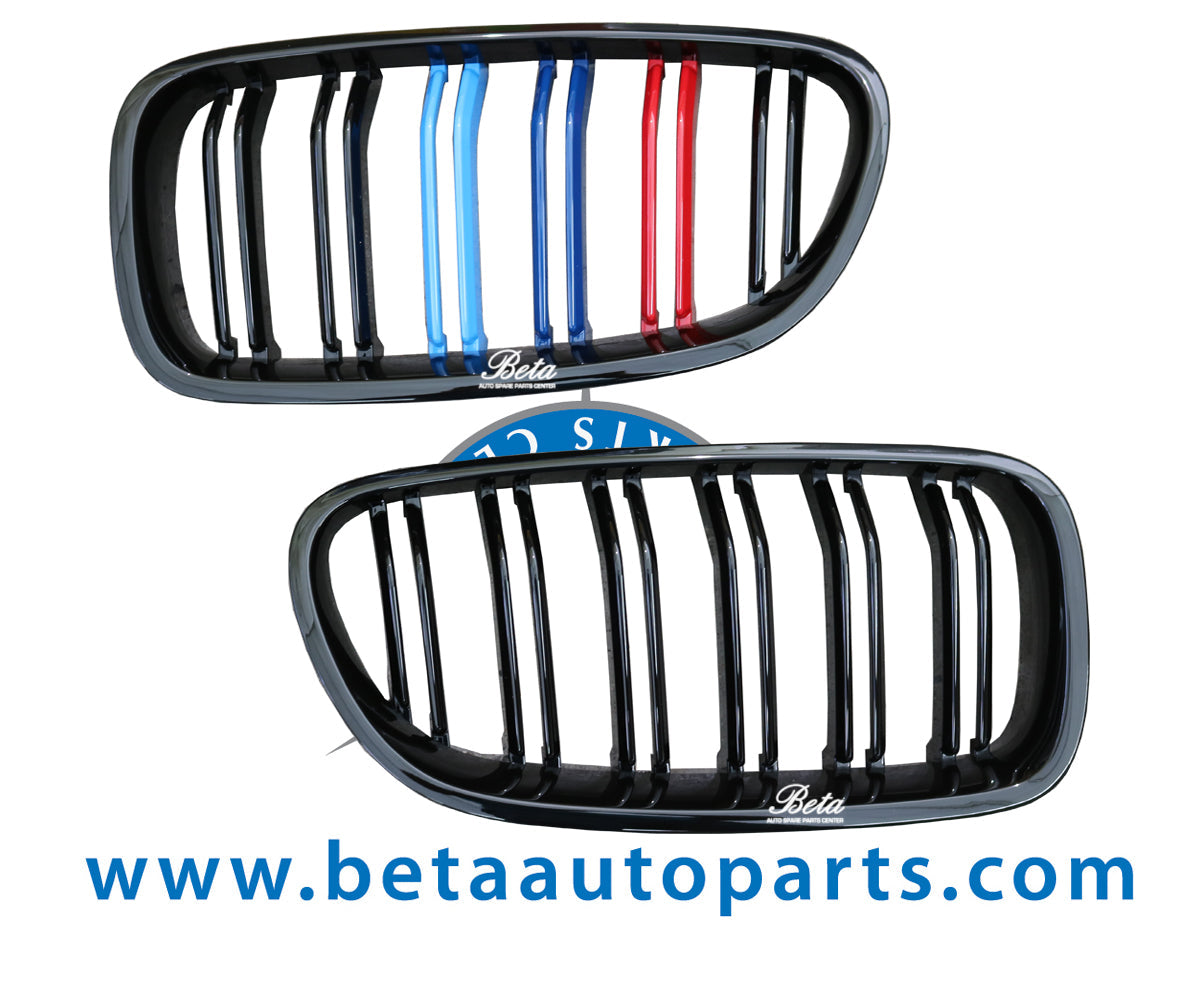 Radiator Grille 3 Color Look -Gloss Black for BMW 5 Series F10 2010-2016 models, Part Number 51138057223 / 51138057224