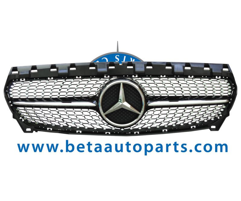Radiator Grille Diamond Look -Black and Chrome for Mercedes CLA Class C117 2013-2018 models, Part Number 1178801303