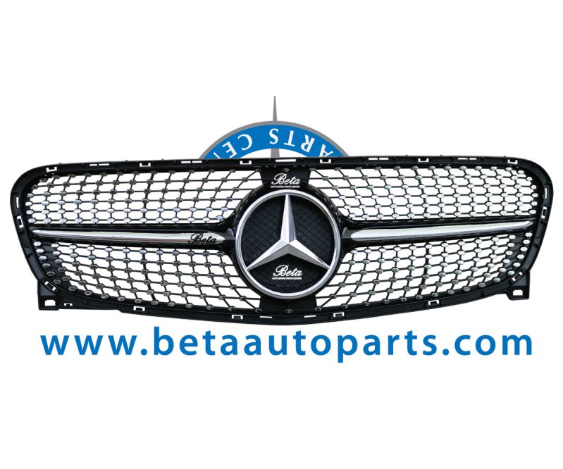Radiator Grille Diamond Look -Black for Mercedes GLA-Class X156 2014-2016 models, Part Number 1568881A60
