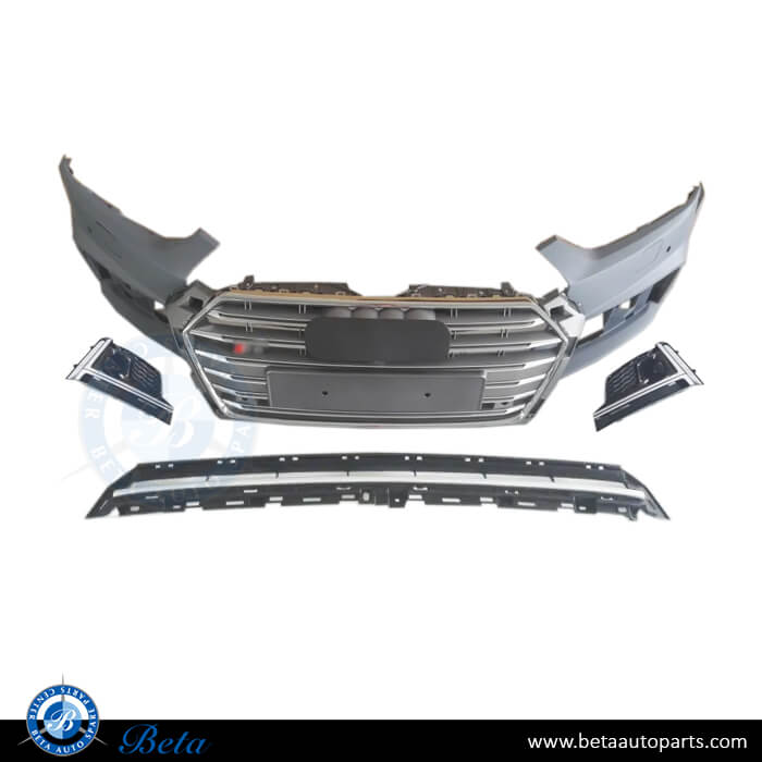 Front Bumper with Grille for Audi A5 S-Line 2017-up models, Part Number 8W6807065L