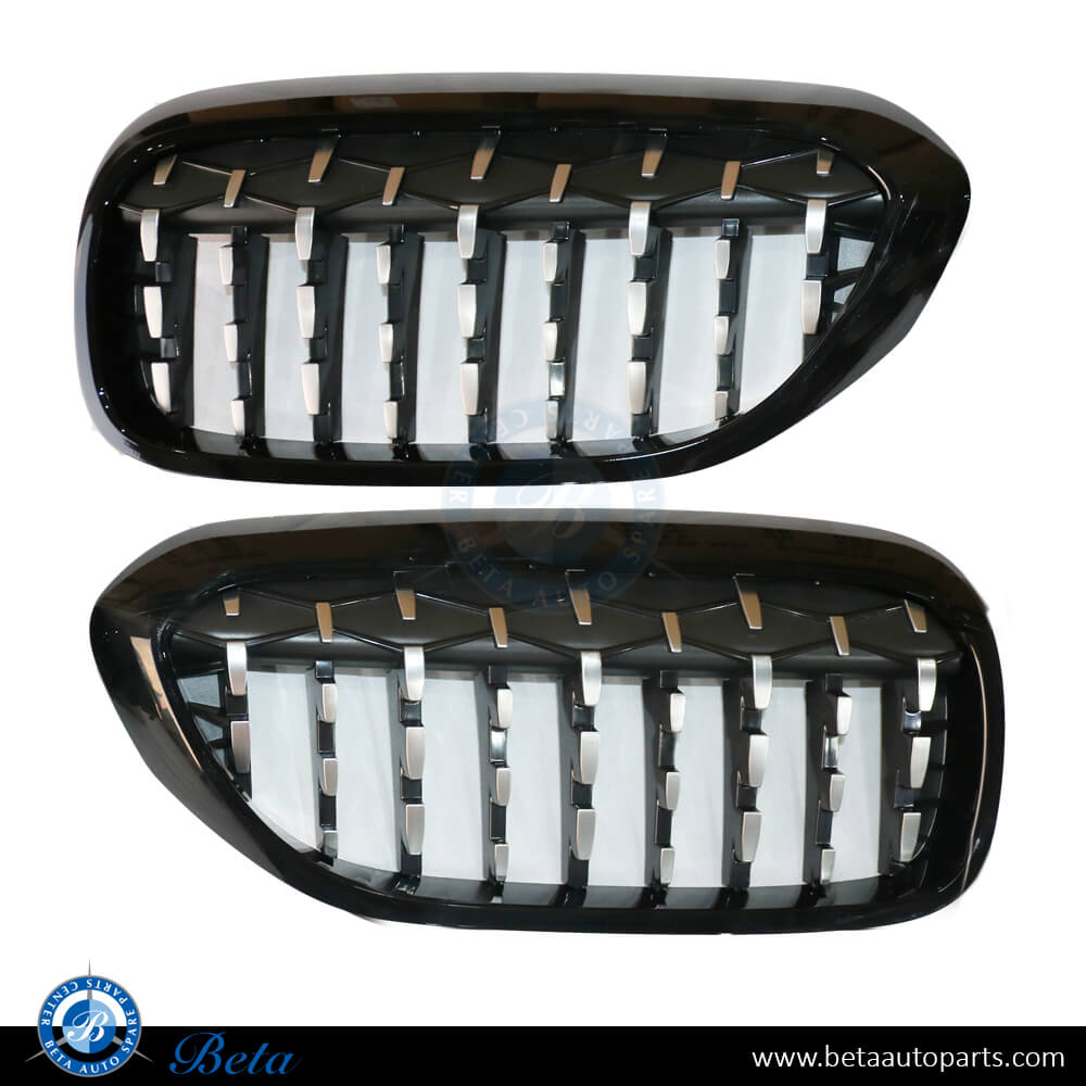 Grille Stars Look Chrome and Black for BMW 5 Series G30 2017-up models, Part Number 51138070469 / 51138070470