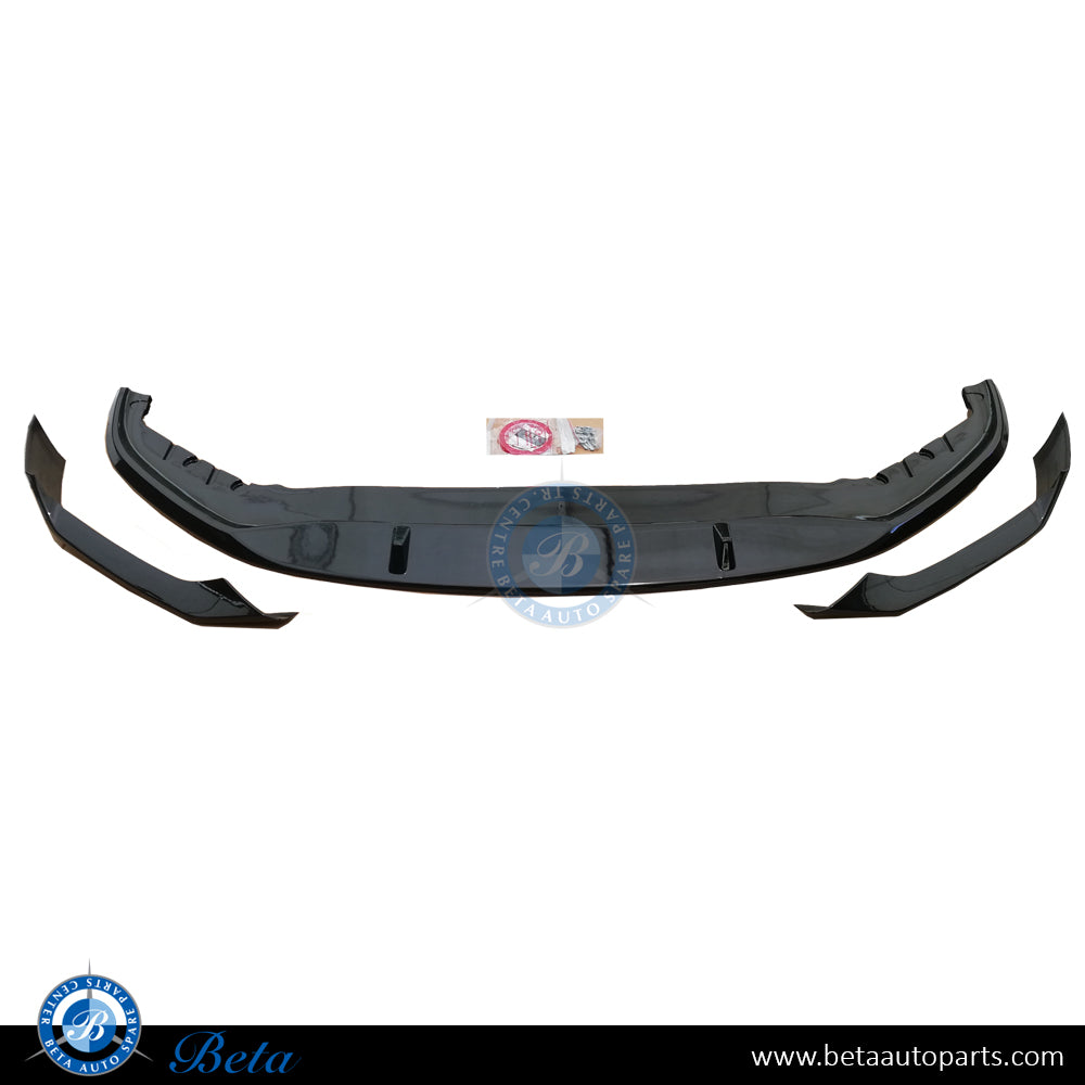 Front Bumper Lower Spoiler M-Competition For M-Tek Gloss Black color for BMW 5 Series G30 LCI 2021-Up models, Part Number 51192472192 / 51192472187 / 51192472190