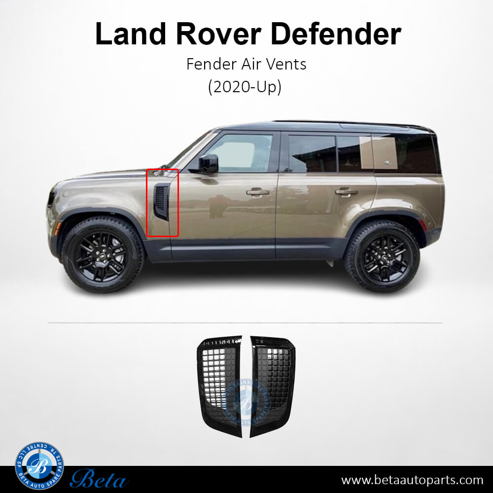 Fender Air Vents (Black) for Land Rover Defender 2020-Up models, Part Number LR146278 / LR146279